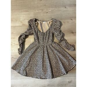 Topshop stretch long sleeve leopard print dress size small